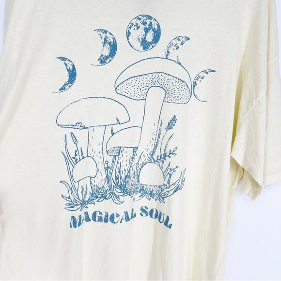 Golden Hour Magical Soul Mushroom Moon Short Sleeve T-Shirt OS Yellow - Picture 3 of 5